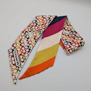 Coach Women’s Skinny 100% Silk Scarf Signature C Logo Print